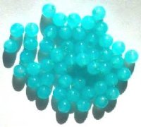 50 6mm Coated Translucent Turquoise Round Glass Beads